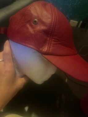 Vintage 90s Red Leather Baseball Cap- new